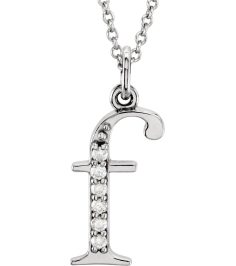 85803 Necklace Set 14K White Initial F Natural Diamond Round 1 Mm I1, G-H 0.03 Ctw 16 In Polished 0.03 Ctw Natural Diamond Initial Necklace