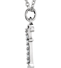 85803 Necklace Set 14K White Initial F Natural Diamond Round 1 Mm I1, G-H 0.03 Ctw 16 In Polished 0.03 Ctw Natural Diamond Initial Necklace