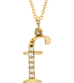 85803 Necklace Set 14K Yellow Initial F Natural Diamond Round 1 Mm I1, G-H 0.03 Ctw 16 In Polished 0.03 Ctw Natural Diamond Initial Necklace