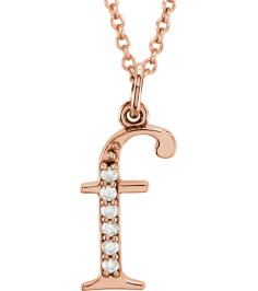 85803 Necklace Set 14K Rose Initial F Natural Diamond Round 1 Mm I1, G-H 0.03 Ctw 16 In Polished 0.03 Ctw Natural Diamond Initial Necklace