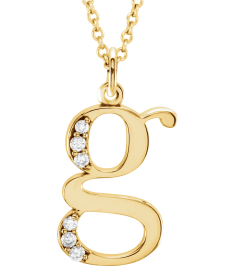 85803 Necklace Set 14K Yellow Initial G Natural Diamond Round 1 Mm I1, G-H 0.025 Ctw 16 In Polished .025 Ctw Natural Diamond Initial Necklace