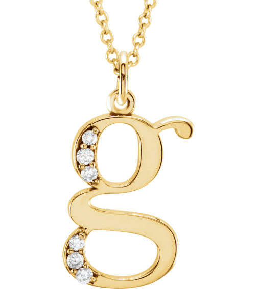 85803 Necklace Set 14K Yellow Initial G Natural Diamond Round 1 Mm I1, G-H 0.025 Ctw 16 In Polished .025 Ctw Natural Diamond Initial Necklace