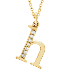 85803 Necklace Set 14K Yellow Initial H Natural Diamond Round 1 Mm I1, G-H 0.03 Ctw 16 In Polished 0.03 Ctw Natural Diamond Initial Necklace