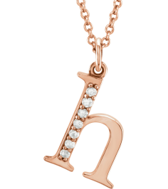 85803 Necklace Set 14K Rose Initial H Natural Diamond Round 1 Mm I1, G-H 0.03 Ctw 16 In Polished 0.03 Ctw Natural Diamond Initial Necklace
