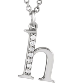 85803 Necklace Set 14K White Initial H Natural Diamond Round 1 Mm I1, G-H 0.03 Ctw 16 In Polished 0.03 Ctw Natural Diamond Initial Necklace