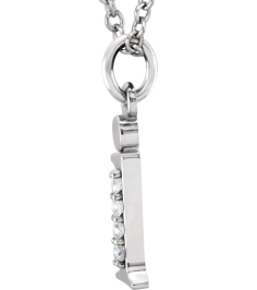 85803 Necklace Set 14K White Initial I Natural Diamond Round 1 Mm I1, G-H 0.02 Ctw 16 In Polished .02 Ctw Natural Diamond Initial Necklace