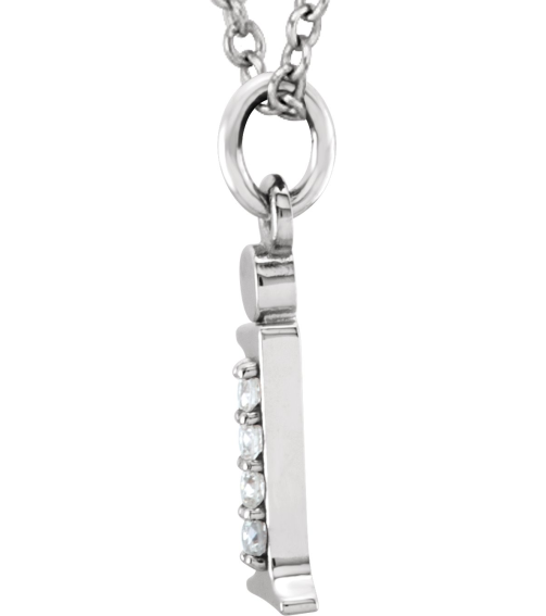 85803 Necklace Set 14K White Initial I Natural Diamond Round 1 Mm I1, G-H 0.02 Ctw 16 In Polished .02 Ctw Natural Diamond Initial Necklace