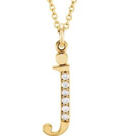 85803 Necklace Set 14K Yellow Initial J Natural Diamond Round 1 Mm I1, G-H 0.025 Ctw 16 In Polished .025 Ctw Natural Diamond Initial Necklace