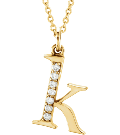 85803 Necklace Set 14K Yellow Initial K Natural Diamond Round 1 Mm I1, G-H 0.03 Ctw 16 In Polished 0.03 Ctw Natural Diamond Initial Necklace