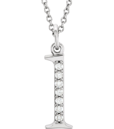 85803 Necklace Set 14K White Initial L Natural Diamond Round 1 Mm I1, G-H 0.03 Ctw 16 In Polished 0.03 Ctw Natural Diamond Initial Necklace