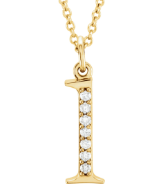 85803 Necklace Set 14K Yellow Initial L Natural Diamond Round 1 Mm I1, G-H 0.03 Ctw 16 In Polished 0.03 Ctw Natural Diamond Initial Necklace