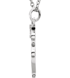 85803 Necklace Set 14K White Initial M Natural Diamond Round 1 Mm I1, G-H 0.02 Ctw 16 In Polished .02 Ctw Natural Diamond Initial Necklace