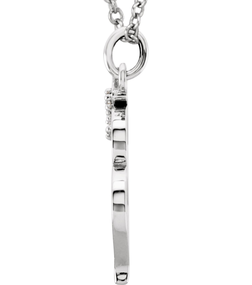 85803 Necklace Set 14K White Initial M Natural Diamond Round 1 Mm I1, G-H 0.02 Ctw 16 In Polished .02 Ctw Natural Diamond Initial Necklace