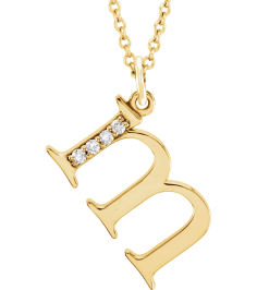85803 Necklace Set 14K Yellow Initial M Natural Diamond Round 1 Mm I1, G-H 0.02 Ctw 16 In Polished .02 Ctw Natural Diamond Initial Necklace