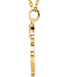 85803 Necklace Set 14K Yellow Initial M Natural Diamond Round 1 Mm I1, G-H 0.02 Ctw 16 In Polished .02 Ctw Natural Diamond Initial Necklace