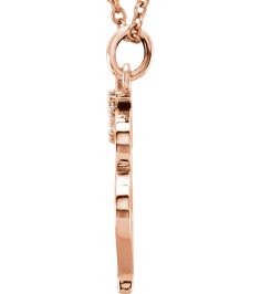 85803 Necklace Set 14K Rose Initial M Natural Diamond Round 1 Mm I1, G-H 0.02 Ctw 16 In Polished .02 Ctw Natural Diamond Initial Necklace