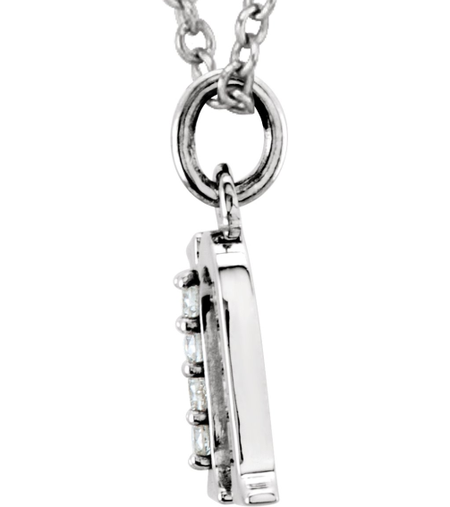85803 Necklace Set 14K White Initial N Natural Diamond Round 1 Mm I1, G-H 0.02 Ctw 16 In Polished .02 Ctw Natural Diamond Initial Necklace