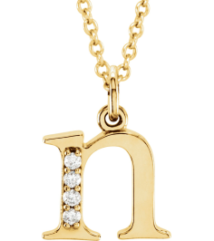 85803 Necklace Set 14K Yellow Initial N Natural Diamond Round 1 Mm I1, G-H 0.02 Ctw 16 In Polished .02 Ctw Natural Diamond Initial Necklace
