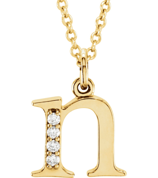 85803 Necklace Set 14K Yellow Initial N Natural Diamond Round 1 Mm I1, G-H 0.02 Ctw 16 In Polished .02 Ctw Natural Diamond Initial Necklace