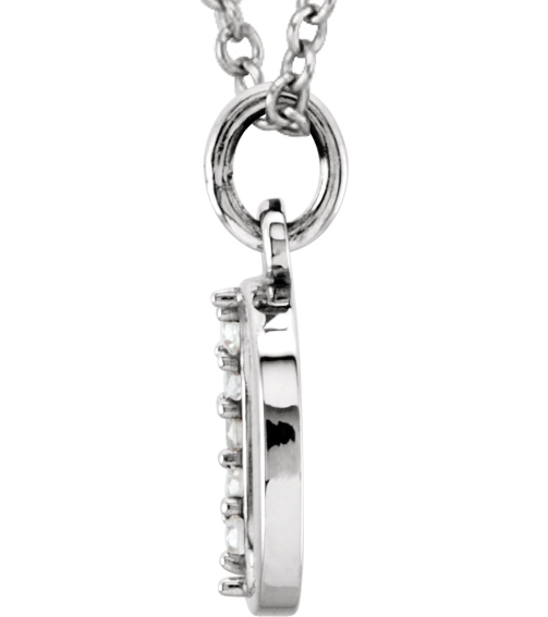 85803 Necklace Set 14K White Initial O Natural Diamond Round 1 Mm I1, G-H 0.02 Ctw 16 In Polished 0.02 Ctw Natural Diamond Initial Necklace