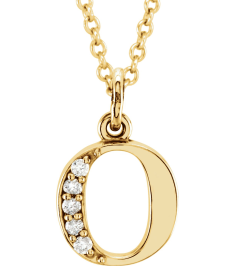 85803 Necklace Set 14K Yellow Initial O Natural Diamond Round 1 Mm I1, G-H 0.02 Ctw 16 In Polished 0.02 Ctw Natural Diamond Initial Necklace