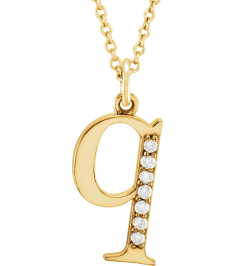 85803 Necklace Set 14K Yellow Initial Q Natural Diamond Round 1 Mm I1, G-H 0.03 Ctw 16 In Polished 0.03 Ctw Natural Diamond Initial Necklace