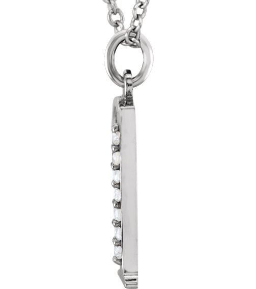 85803 Necklace Set 14K White Initial Q Natural Diamond Round 1 Mm I1, G-H 0.03 Ctw 16 In Polished 0.03 Ctw Natural Diamond Initial Necklace