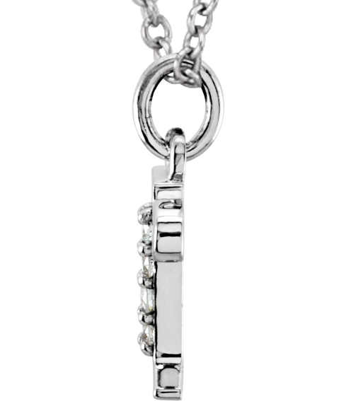 85803 Necklace Set 14K White Initial R Natural Diamond Round 1 Mm I1, G-H 0.02 Ctw 16 In Polished .02 Ctw Natural Diamond Initial Necklace