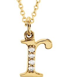 85803 Necklace Set 14K Yellow Initial R Natural Diamond Round 1 Mm I1, G-H 0.02 Ctw 16 In Polished .02 Ctw Natural Diamond Initial Necklace