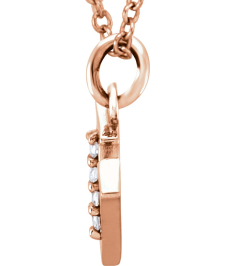 85803 Necklace Set 14K Rose Initial V Natural Diamond Round 1 Mm I1, G-H 0.02 Ctw 16 In Polished .02 Ctw Natural Diamond Initial Necklace