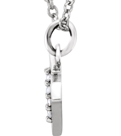 85803 Necklace Set 14K White Initial V Natural Diamond Round 1 Mm I1, G-H 0.02 Ctw 16 In Polished .02 Ctw Natural Diamond Initial Necklace