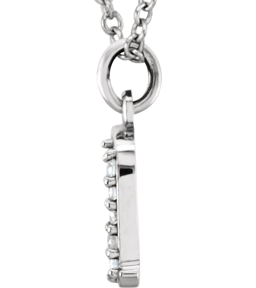 85803 Necklace Set 14K White Initial W Natural Diamond Round 1 Mm I1, G-H 0.02 Ctw 16 In Polished .02 Ctw Natural Diamond Initial Necklace