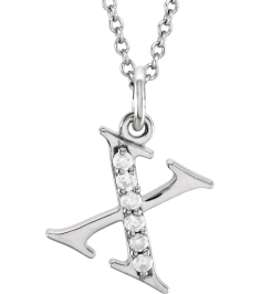 85803 Necklace Set 14K White Initial X Natural Diamond Round 1 Mm I1, G-H 0.03 Ctw 16 In Polished 0.03 Ctw Natural Diamond Initial Necklace