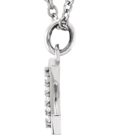 85803 Necklace Set 14K White Initial Z Natural Diamond Round 1 Mm I1, G-H 0.025 Ctw 16 In Polished .025 Ctw Natural Diamond Initial Necklace