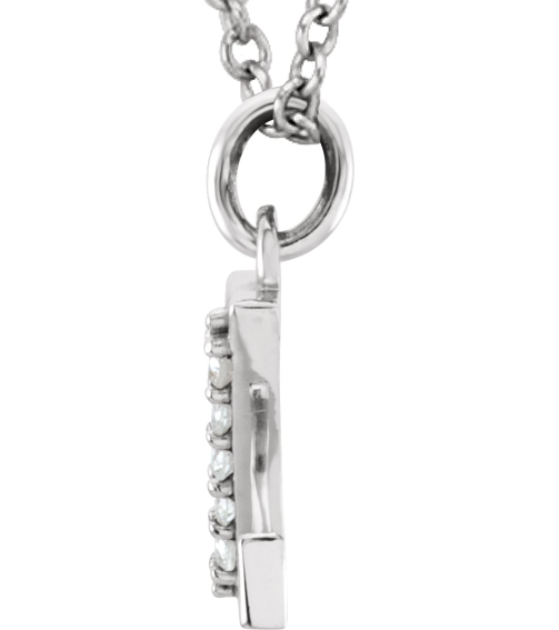 85803 Necklace Set 14K White Initial Z Natural Diamond Round 1 Mm I1, G-H 0.025 Ctw 16 In Polished .025 Ctw Natural Diamond Initial Necklace