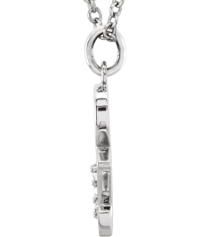 85803 Necklace Set 14K White Ampersand Natural Diamond Round 1 Mm I1, G-H 0.02 Ctw 16 In Polished .02 Ctw Natural Diamond Initial Necklace