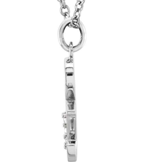 85803 Necklace Set 14K White Ampersand Natural Diamond Round 1 Mm I1, G-H 0.02 Ctw 16 In Polished .02 Ctw Natural Diamond Initial Necklace