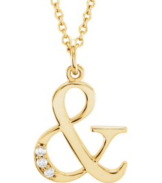 85803 Necklace Set 14K Yellow Ampersand Natural Diamond Round 1 Mm I1, G-H 0.02 Ctw 16 In Polished .02 Ctw Natural Diamond Initial Necklace
