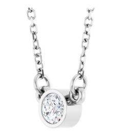 61134 Necklace Set 14K White Round Natural Diamond 3.4Mm 16 Ct I1, G-H 18 In Polished 16 Ct Natural Diamond Solitaire Necklace