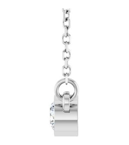 61134 Necklace Set 14K White Round Natural Diamond 3.4Mm 16 Ct I1, G-H 18 In Polished 16 Ct Natural Diamond Solitaire Necklace