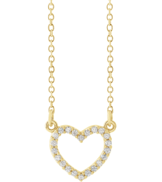 66415 Necklace Set 14K Yellow 9.7 X 8.5 Mm 16 In Polished .08 Ctw Natural Diamond Heart Necklace