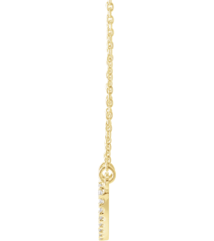 66415 Necklace Set 14K Yellow 9.7 X 8.5 Mm 16 In Polished .08 Ctw Natural Diamond Heart Necklace