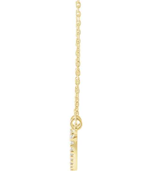 66415 Necklace Set 14K Yellow 9.7 X 8.5 Mm 16 In Polished .08 Ctw Natural Diamond Heart Necklace