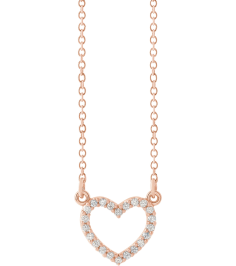 66415 Necklace Set 14K Rose 9.7 X 8.5 Mm 16 In Polished 18 Ctw Natural Diamond Heart Necklace