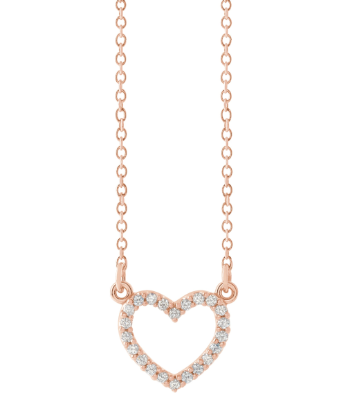 66415 Necklace Set 14K Rose 9.7 X 8.5 Mm 16 In Polished 18 Ctw Natural Diamond Heart Necklace