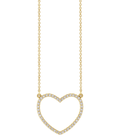 66415 Necklace Set 14K Yellow 21.1 X 18.7 Mm 16 In Polished 14 Ctw Natural Diamond Heart Necklace