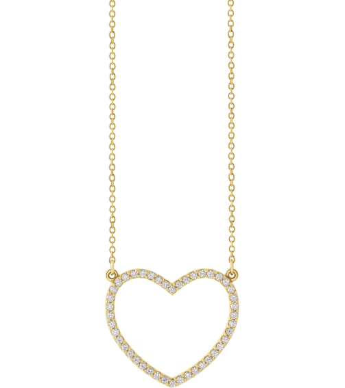 66415 Necklace Set 14K Yellow 21.1 X 18.7 Mm 16 In Polished 14 Ctw Natural Diamond Heart Necklace