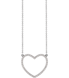 66415 Necklace Set 14K White 21.1 X 18.7 Mm 16 In Polished 14 Ctw Natural Diamond Heart Necklace