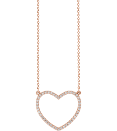 66415 Necklace Set 14K Rose 21.1 X 18.7 Mm 16 In Polished 14 Ctw Natural Diamond Heart Necklace