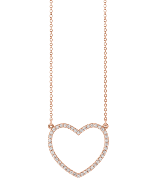66415 Necklace Set 14K Rose 21.1 X 18.7 Mm 16 In Polished 14 Ctw Natural Diamond Heart Necklace